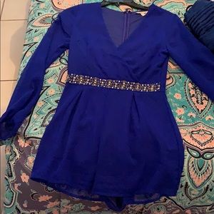 Cute royal blue body con romper gently used